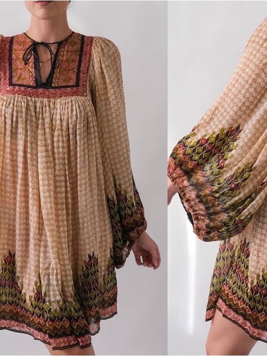 Dresses & Skirts - Ritu Kumar for Judith Ann Vintage Silk Block Print Dress XS